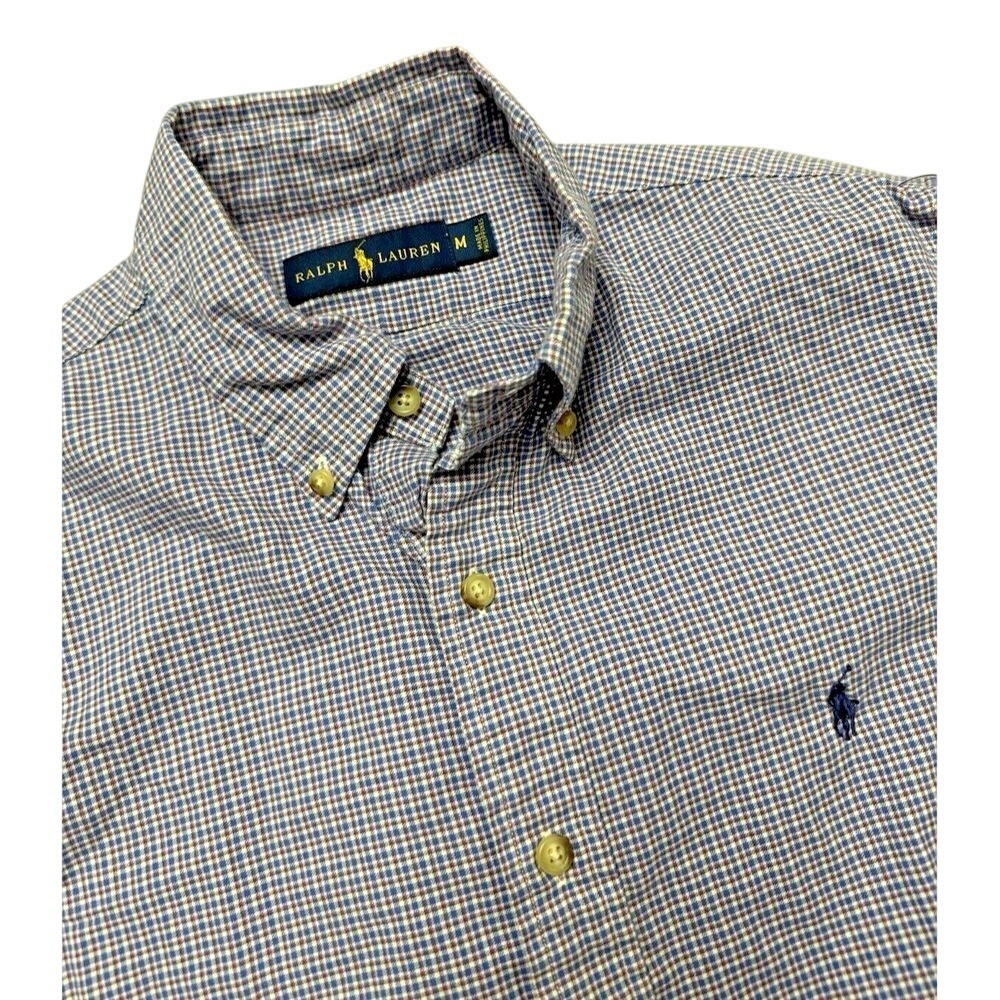 Polo Ralph Lauren Men's Medium Purple Blue White Red Plaid Long Sleeve Shirt